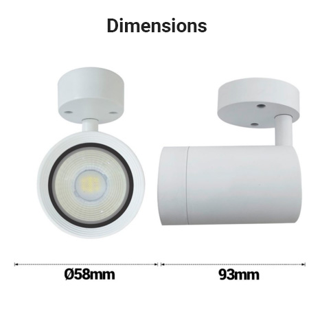 dimensions spot orientable 